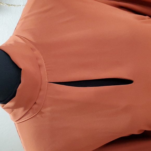 City Chic brown long sleeve pocket dress with long tie in back - Picture 2 of 7